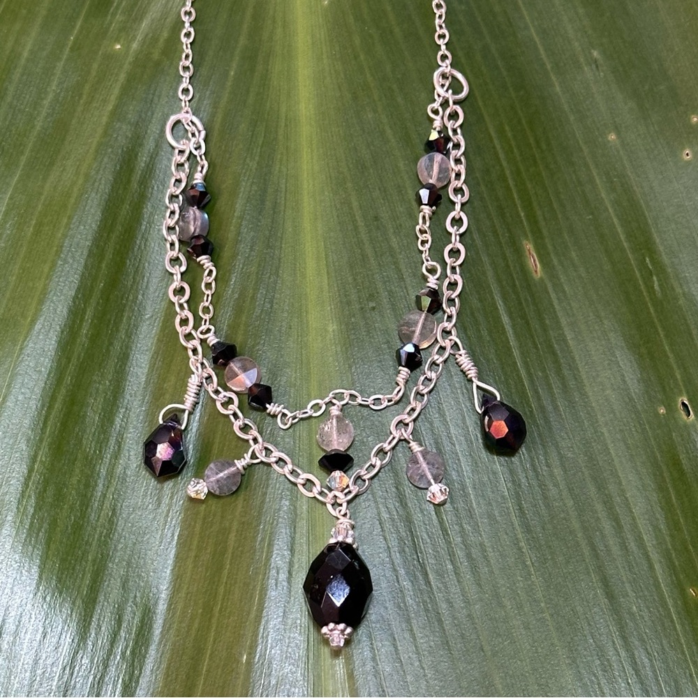 Made in Maui Swarovski and Gem stone Silver Necklace